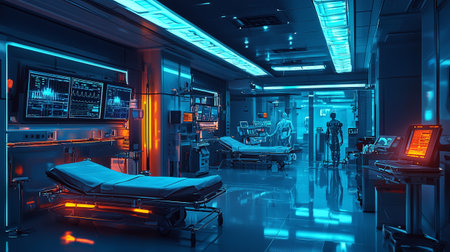 Interior of a modern hospital. Medical equipment. 3D renderingの写真素材