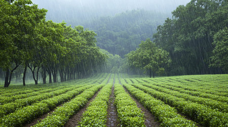 Tea plantation in south korea,tea plantation is one of the most beautiful place in the world.の素材