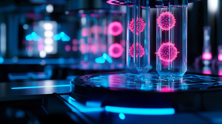 Science laboratory research and development concept. 3d rendering toned imageの写真素材