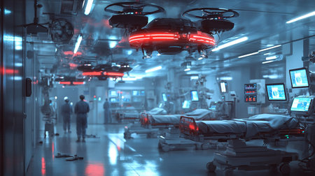 Hospital emergency operating room with medical equipment. 3D Renderingの写真素材