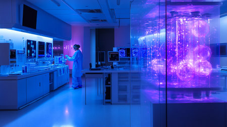 Scientist working in modern laboratory. Medical research and development concept.の写真素材