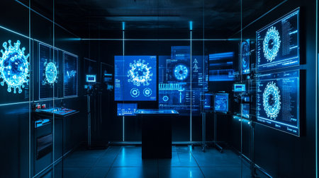 3D rendering of a server room with high technology and big data processingの写真素材