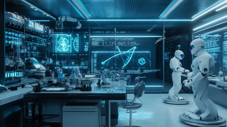 3D rendering of a robot in the laboratory. Futuristic conceptの写真素材