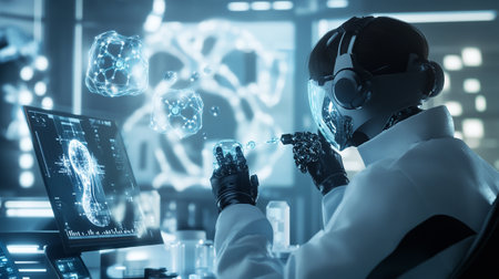 scientist working in laboratory with science research and development concept. 3D renderingの写真素材