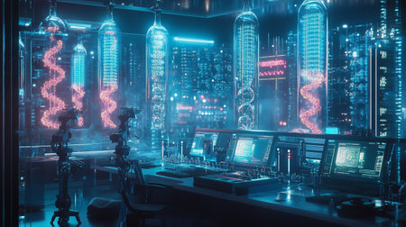 Futuristic Sci-Fi Cyberpunk Interior. 3d renderingの写真素材