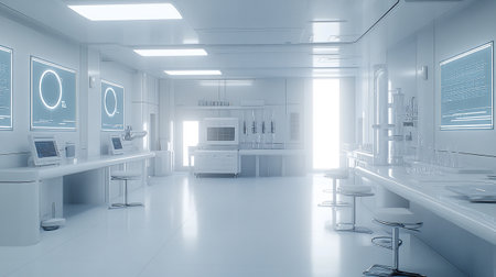 3d render of science laboratory interior with equipment and science experiments.の写真素材