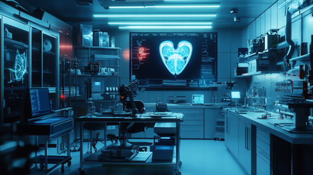 3d rendering of a medical laboratory interior with equipment and science experimentsの写真素材