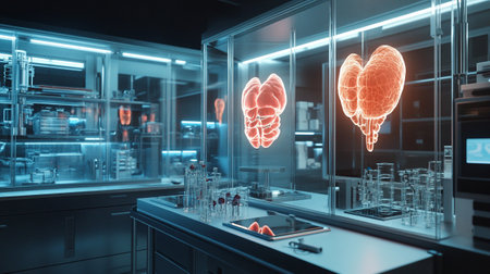 3d rendering human lungs in medical laboratory, research and development conceptの写真素材
