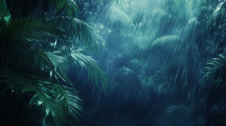 Tropical rainforest. Rainy day. 3d renderingの写真素材