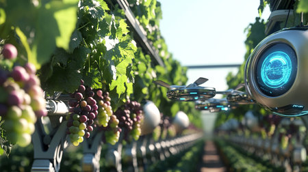 Grapes in the vineyard - 3d render illustration.の写真素材
