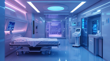 Interior of a modern hospital corridor. 3D rendered illustration.の写真素材