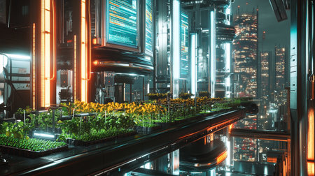 Modern building at night. 3d renderingの写真素材