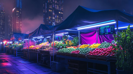 Fruits and vegetables at night market in Shenzhen,China.の写真素材