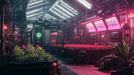 Futuristic environment with neon lights.の素材