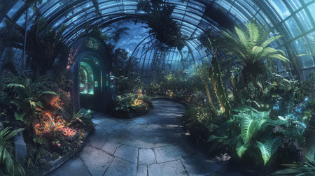 3D rendering of a beautiful botanical garden with a lot of plantsの写真素材