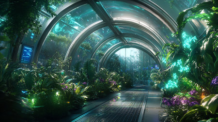 Greenhouse in Hong Kong, China. 3d rendering. Computer digital drawing.の写真素材