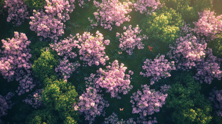 Aerial view of beautiful blooming lilac flowers. Nature backgroundの写真素材