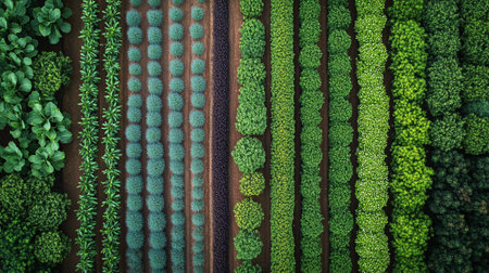 Aerial view of green vegetable garden in the city. Top view.の写真素材