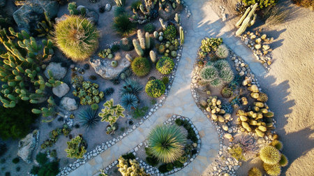 Aerial view of Cactus garden in San Diego, California.の写真素材