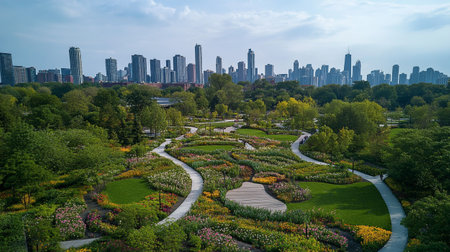 Chicago Central Park in Illinois, USAの素材