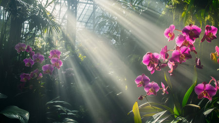 Beautiful orchid flowers in the botanical garden, stock photoの写真素材