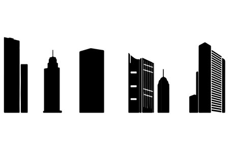 Silhouette of skyscrapers on a white background. Vector illustrationのイラスト素材