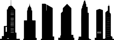 silhouette of skyscrapers on a white background, vector illustrationのイラスト素材
