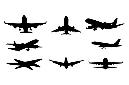Airplane icons set. Airplane silhouettes. Vector illustration.のイラスト素材