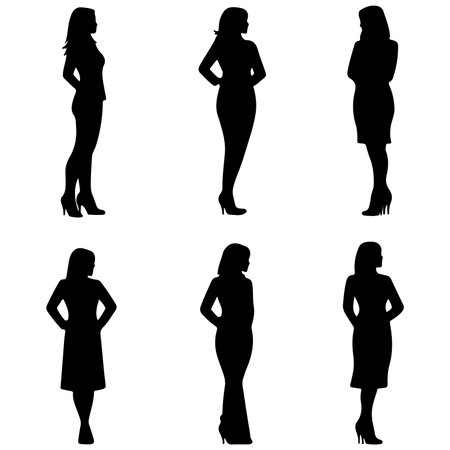 Vector silhouette of woman on white background. Symbol of female clothing.のイラスト素材