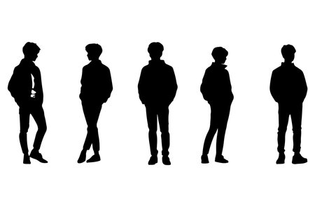 Silhouettes of people on a white background. Vector illustration.のイラスト素材