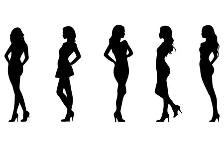 Vector silhouette of a beautiful woman on a white background. EPS 10のイラスト素材
