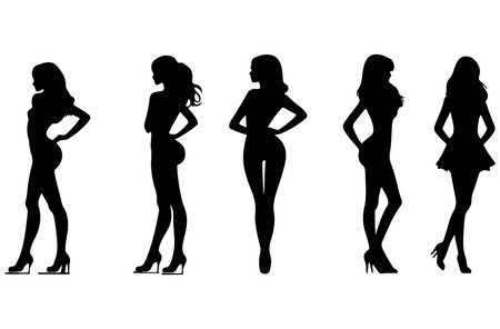 Sexy women silhouettes. Vector illustration. Isolated on white background.のイラスト素材