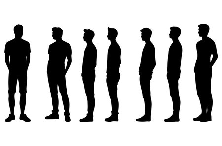 Silhouettes of men on a white background. Vector illustration.のイラスト素材