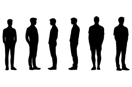 Silhouettes of men on a white background. Vector illustration.のイラスト素材