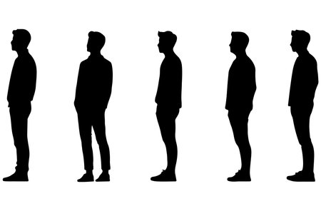 Silhouettes of men on a white background. Vector illustration.のイラスト素材