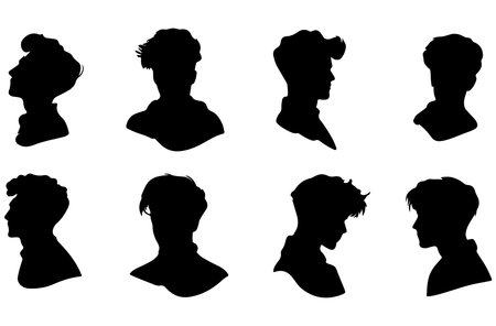 Vector silhouette of woman on white background. Symbol of female and male.のイラスト素材