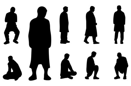 Silhouettes of people on a white background. Vector illustration.のイラスト素材