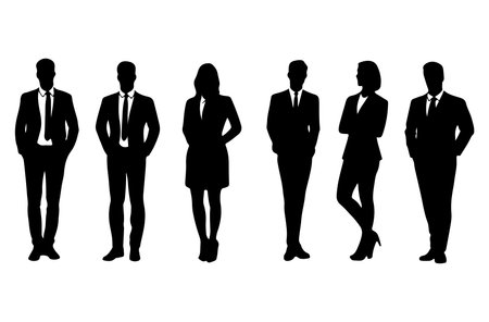 Business people silhouettes isolated on a white background. Vector illustration.のイラスト素材