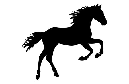 Running horse silhouette isolated on white background. Side view. Vector illustration.のイラスト素材