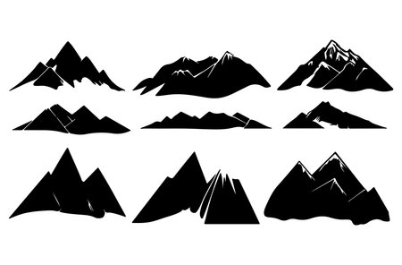 Mountains silhouettes. Isolated on white background. Vector illustration.のイラスト素材