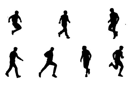 Set of silhouettes of athletes on a white background. Vector illustrationのイラスト素材