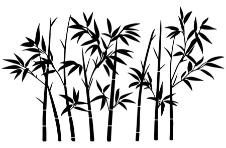 Bamboo trees silhouettes isolated on white background. Vector illustration.のイラスト素材