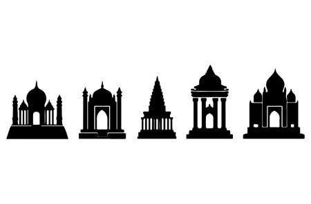Taj Mahal silhouettes isolated on white background. Vector illustration.のイラスト素材