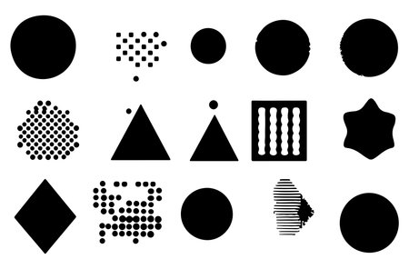 Set of abstract geometric shapes. Black and white. Vector illustration.のイラスト素材