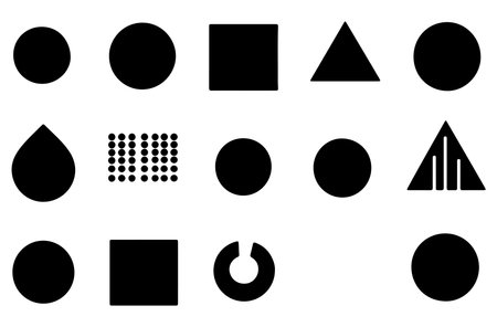 Set of black and white geometric shapes on white background. Vector illustration.のイラスト素材