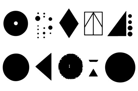Set of geometric shapes. Black and white color. Vector illustration.のイラスト素材