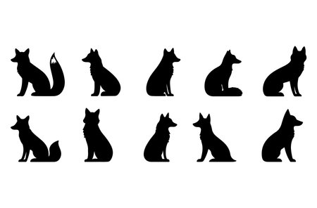 set of silhouettes of dogs on a white background, vector illustrationのイラスト素材