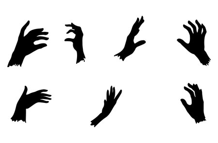 Set of hand silhouettes isolated on white background. Vector illustration.のイラスト素材