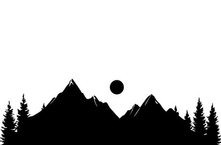 Silhouette of mountains and forest. Vector illustration for design.のイラスト素材