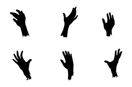 Set of hands silhouettes isolated on white background. Vector illustration.のイラスト素材
